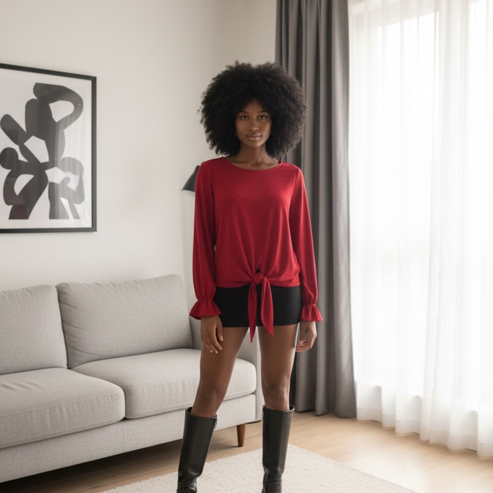 Michael Kors ladies red long sleeve top, size OX